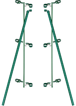 Einbauset mit 60mm Schellen, grün, für Maschendrahtzaun bis 175cm Höhe zum einbetonieren