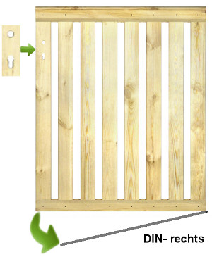Geländertür mit  Schlossfräsung DIN- rechts, kesseldruckimprägniert, für Geländer - Holzzäune