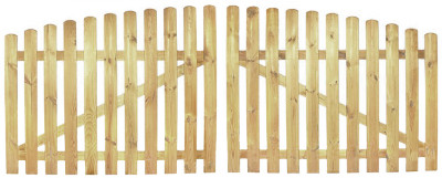 Staketenzaun - Doppelflügeltor Premium, höhe 120cm, oben gebogen, kdi, aus vorgetrocknetem Kiefernholz