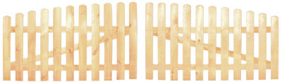 Staketenzaun - Doppelflügeltor Premium, höhe 85cm, oben gebogen, natur, aus vorgetrocknetem Kiefernholz