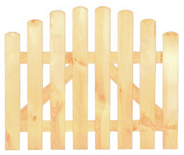 Staketenzauntür Premium, höhe 85cm, oben gebogen, naturbelassen, aus vorgetrocknetem Kiefernholz