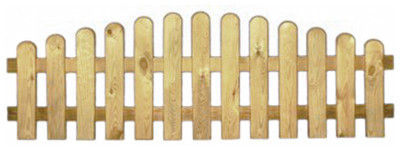 Staketenzaunfeld Premium, höhe 60cm, oben gebogen, kesseldruckimprägniert, aus vorgetrocknetem Kiefernholz
