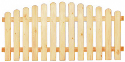 Staketenzaunfeld Premium, höhe 85cm, oben gebogen, naturbelassen, aus vorgetrocknetem Kiefernholz