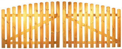 Doppelflügeltor Kiefernholz kdi 120cm Bogenform oben, verschraubt