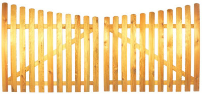 Doppelflügeltor Kiefernholz kdi 140cm Bogenform unten, verschraubt