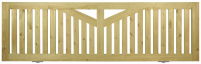 Rahmenschiebetor aus Holz, Modell Oslo, kesseldruckimprägniert, mit vormontierten Laufrollen, passend zum Rahmenzaun