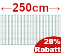 Doppelstabmatte 250cm, verzinkt und grün beschichtet, stabiles Zaunfeld aus verschweißten Stahlstäben und Überstand