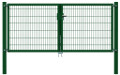 DoppelstabmattenTor 8/6/8 "Extra Dick", verzinkt und grün beschichtet, DIN-rechts. Doppeltor mit Beschlägen und Schließset. für Doppelstabmattenzaun