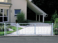 Doppelstabmattenzaun feuerverzinkt, mit Tür und Tor, (System 6/5/6) Gartenzaun aus Stahlstäben mit Einfahrt und Pforte, mit Korrosionsschutz