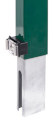 Zaunpfosten-Adapter feuerverzinkt, zur Verlängerung vorhandener Zaunpfosten, Beispiel mit aufgestecktem DSM-Pfosten grün