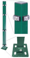 Eck-Aufschraubpfosten Vierkant 6x4 cm, verzinkt und grün beschichtet, für Stabmattenzäune. mit Zaunhaltern in 40cm Abstand