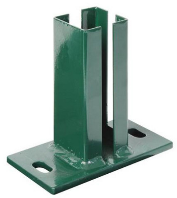 Pfostenträger für Vierkant-Eckpfosten 6x6 cm der Stabmattenzäune, verzinkt und grün beschichtet, Zum Aufschrauben auf Mauern, Bodenplatten, etc.