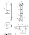 Technische Zeichnung vom y-Pfostenträger für Holzpfosten, mit Bemaßungen und Bohrungen 